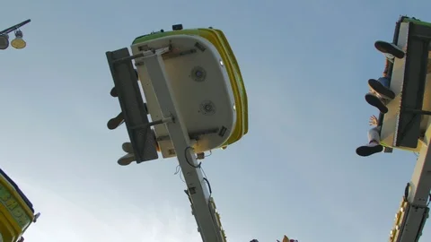 Up Down Carousel Ride in Amusement Park 4 Stock Footage 89359082