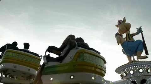 Up Down Carousel Ride in Amusement Park Video stock 89359241