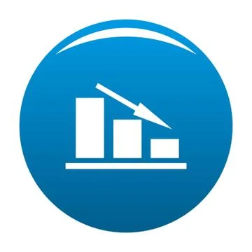 Down chart icon blue vector Stock Illustration