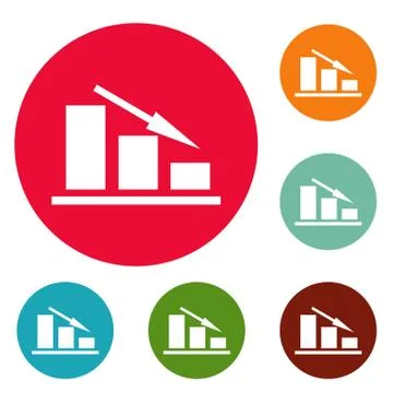 Down chart icons circle set vector Ilustración de archivo