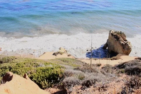 Down Cliff Ocean Stock Footage 4736129