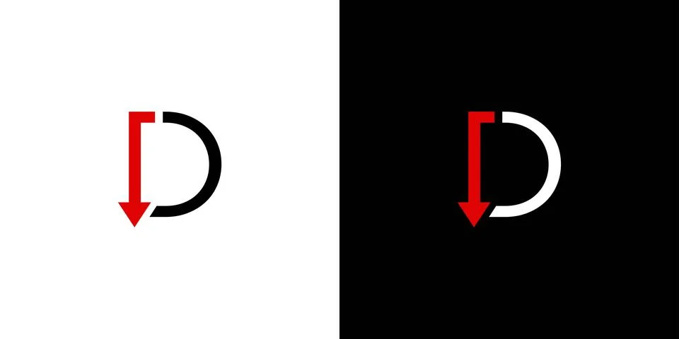 The Down direction logo design is unique and simple Stock Illustration