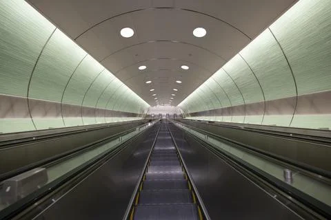 Down the elevator in new york subway Stock Photos