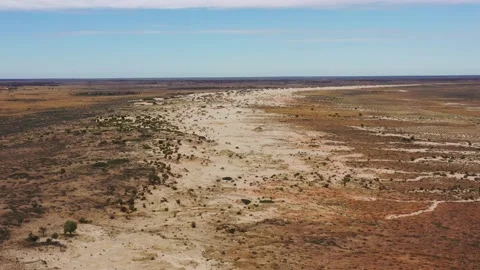 Down to eroded grounds of Lake Mungo Walls of china formations aerial 4k. Stock Footage 171190093