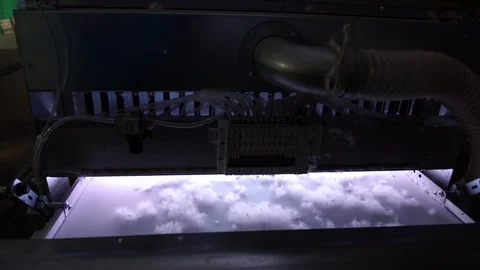 Down filling machines selecting down with sensors, selective focus Stock Footage 78205566