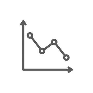 Down graph, analyzing chart patterns line icon. Stock Illustration
