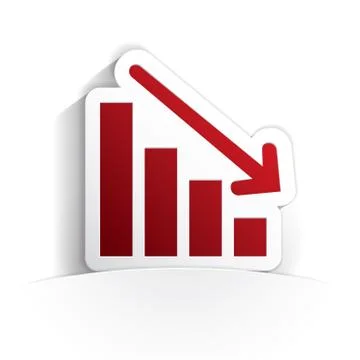 Down graph icon paper Stock Illustration