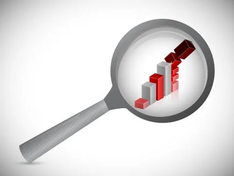 Down graph investigation illustration Illustrazione stock