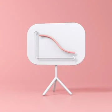 Down Graph Red Line on White Board Isolated Over Soft Red Background. Stock Illustration