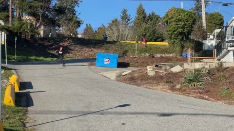 Down Hill longboard Stock Footage 171032192