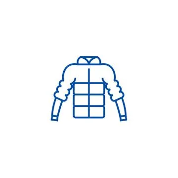 Down jacket line icon concept. Down jacket flat vector symbol, sign, outline Stock Illustration