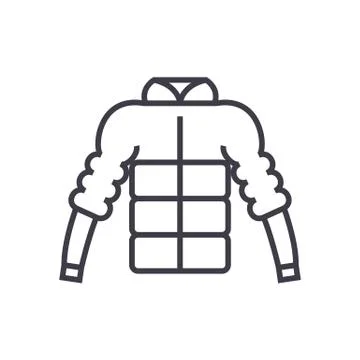 Down jacket vector line icon, sign, illustration on white background, editabl 스톡 일러스트