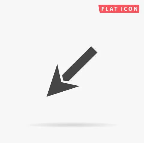 Down Left Arrow flat vector icon Stock Illustration