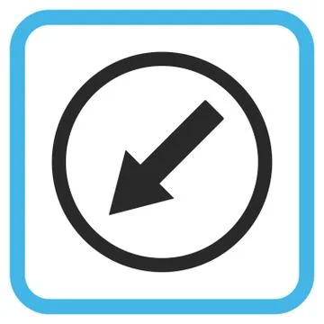 Down-Left Rounded Arrow Vector Icon In a Frame Stock Illustration