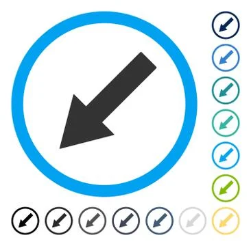Down-Left Rounded Arrow Vector Icon Stock Illustration