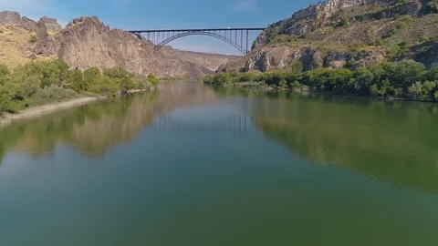 Down low towards the Perrine Bridge Stock Footage 125345402