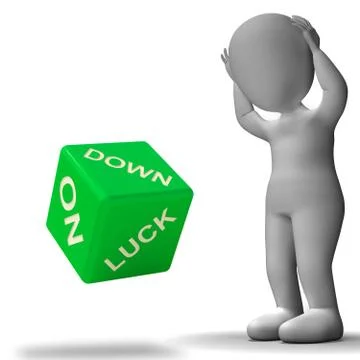 Down on luck dice means failure and losing Иллюстрация