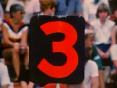 Down marker changed to third down at high school football game, 1980s 스톡 동영상 61766874