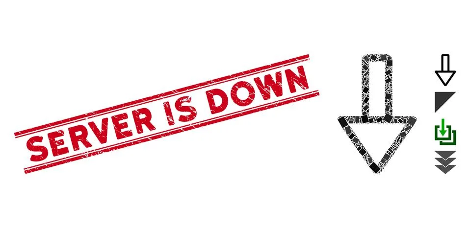 Down Mosaic and Scratched Server Is Down Stamp with Lines Illustrazione stock