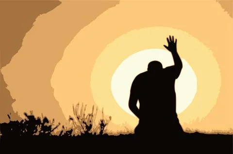 Down on my knees. Illustrazione stock