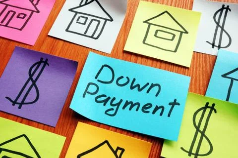 Down payment on a house on the memo. Stock Photos