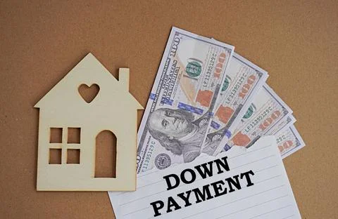 DOWN PAYMENT print. Financial concept. Down payment to buy a house Stock Photos