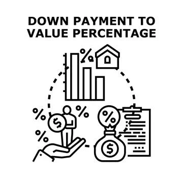 Down payment to value percentage accounting concept Stock Illustration