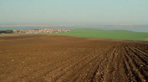 Down the ploughed hill Stock Footage 22038163