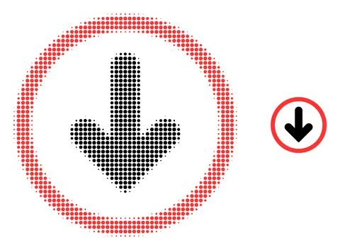 Down Pointer Halftone Dot Icon Stock Illustration