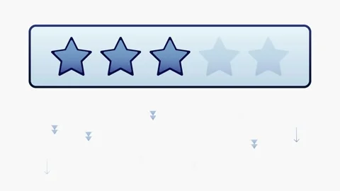 Down rating, low level. Stars are falling in turns. Negative review. Testim.. Stock Footage 307089187