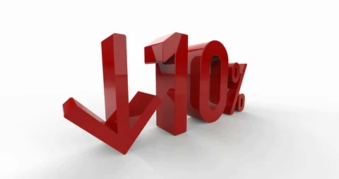Down Recession Arrow and 10 Percent Sign Stock Footage 127933696