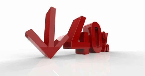 Down Recession Arrow and 40 Percent Sign Stock Footage 128184173