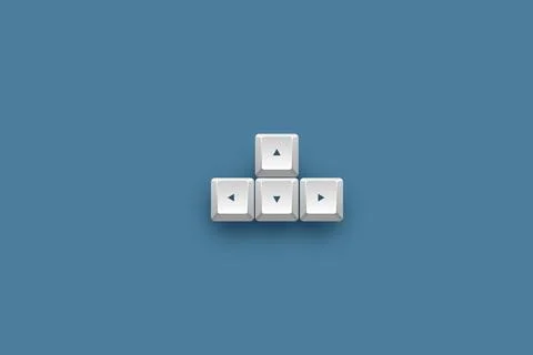 Up down right left arrows on a 3d keyboard button concept series Иллюстрация