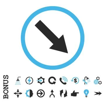 Down-Right Rounded Arrow Flat Vector Icon With Bonus Stock Illustration