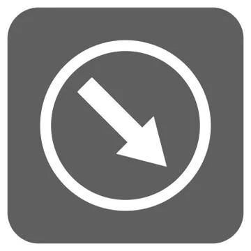 Down-Right Rounded Arrow Flat Squared Vector Icon Stock Illustration