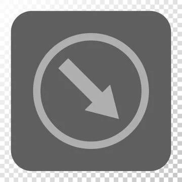 Down-Right Rounded Arrow Rounded Square Button Illustrazione stock