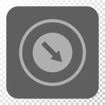 Down-Right Rounded Arrow Rounded Square Button Illustrazione stock