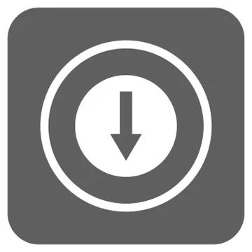 Down Rounded Arrow Flat Squared Vector Icon Illustrazione stock