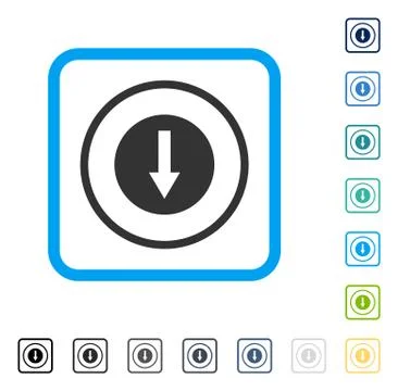 Down Rounded Arrow Framed Vector Icon Stock Illustration