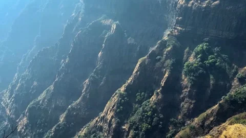 Down side View from the top of mountain. trees on mountain. stone mountain. Stock Footage 287916066