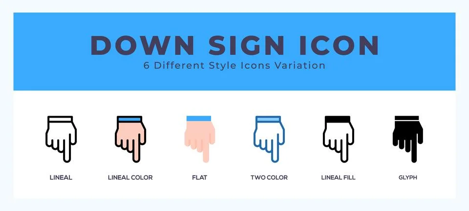 Down sign vector icon. with different styles vector illustration. Stock Illustration