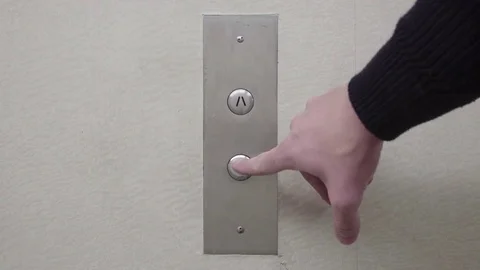 DOWN Silver Elevator Button with Wallpaper 스톡 동영상 71287203