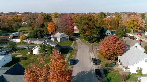 Down a Small Town Street in Fall Video stock 97636874