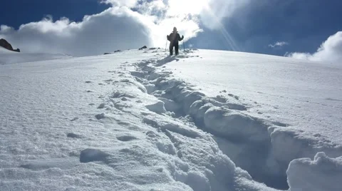 Down the snow-covered trail Stock Footage 58637126
