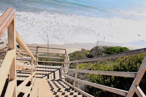 Down Stairway Ocean Stock Footage 4735881
