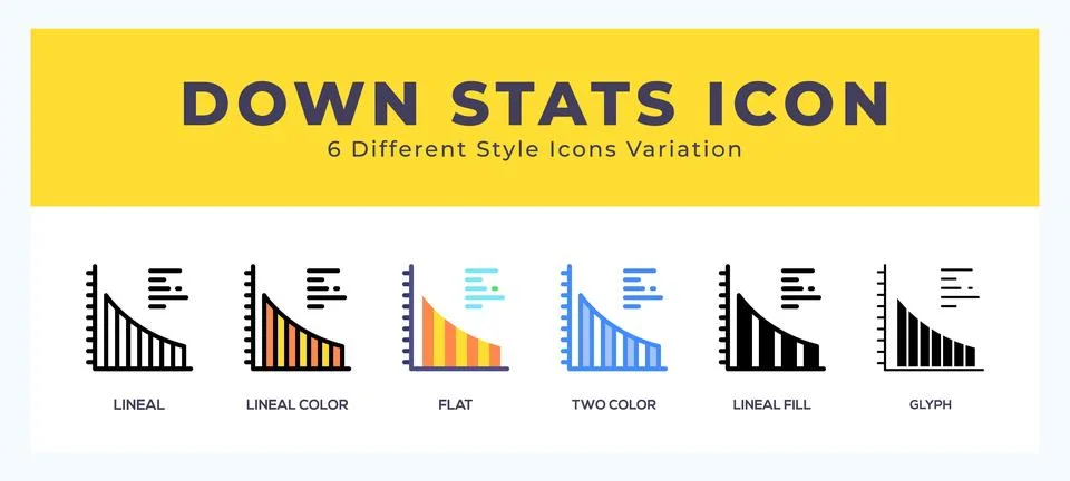 Down stats icon illustration vector with different styles Stock Illustration
