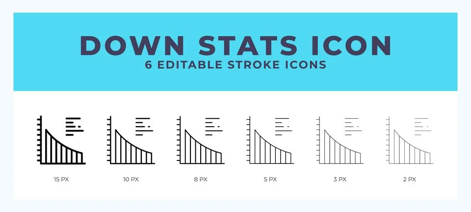Down stats icon set with different stroke. Design elements for logo. Vector.. Stock Illustration