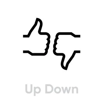 Up down thumb icon. Editable line vector. Stock Illustration