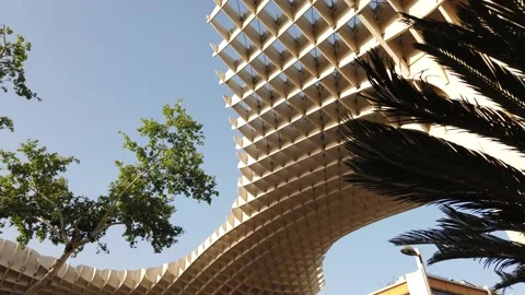 Down top view of Setas de Sevilla or Mushrooms initially titled Metropol Parasol Stock Footage 197563199