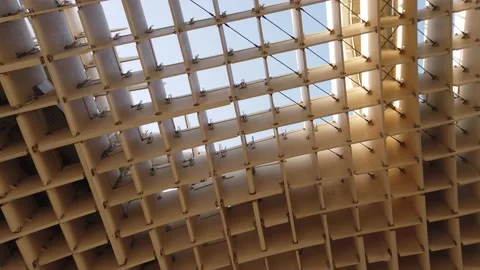 Down top view of Setas de Sevilla or Mushrooms initially titled Metropol Parasol Stock Footage 197563759